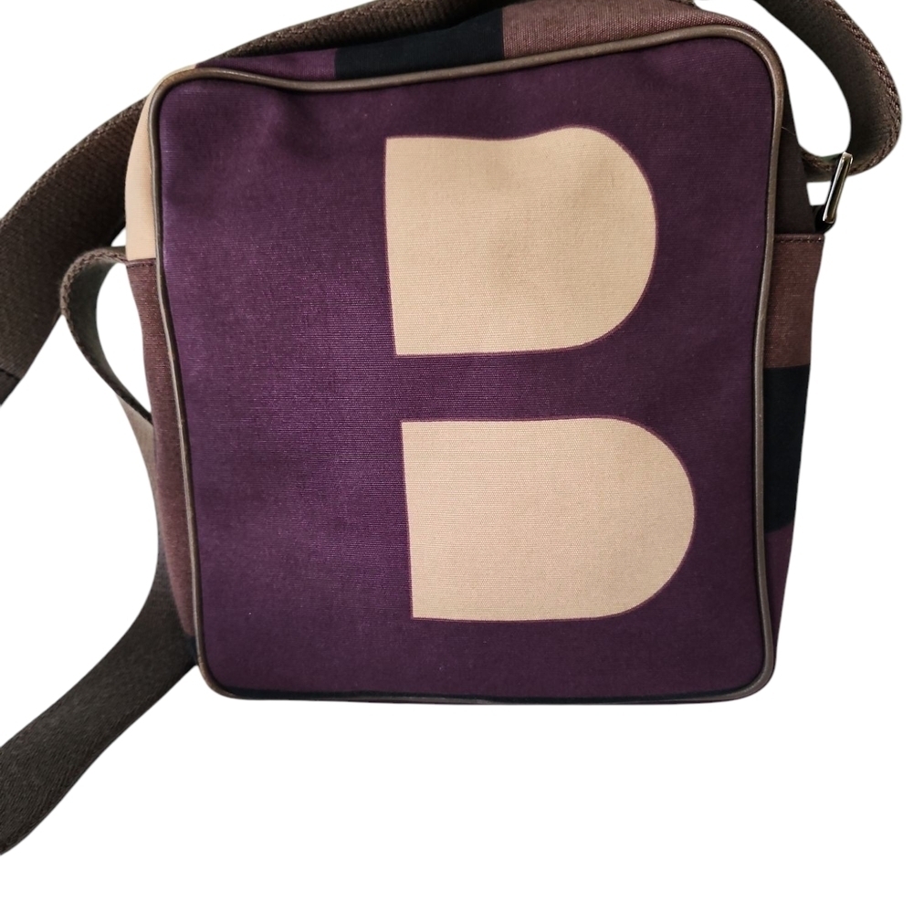 Bally Purple and Brown Messenger Bag with Modern Design